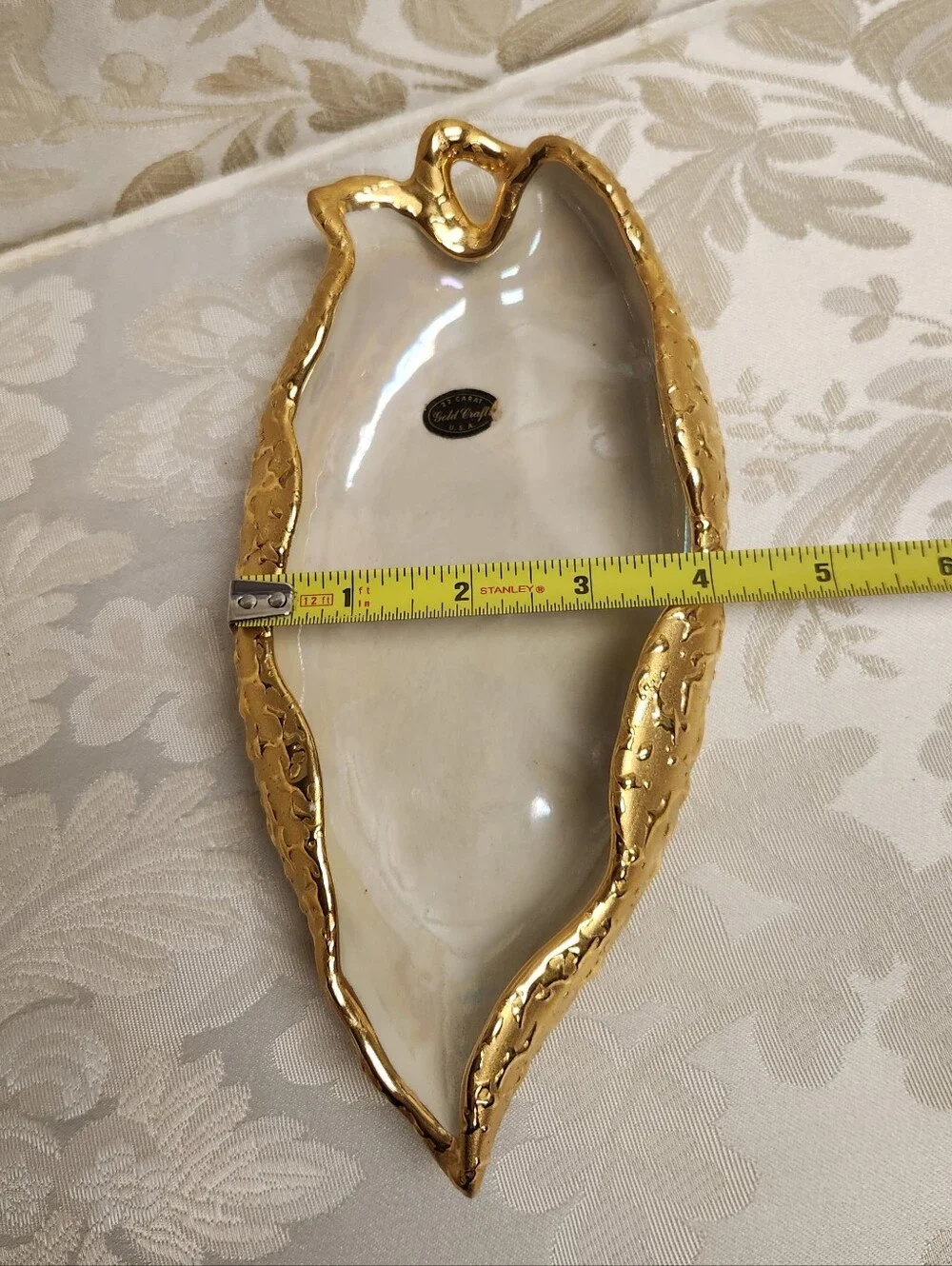 Vintage Mid Century Weeping Leaf Candy Dish & Sweyte Pottery Planter 22k Gold